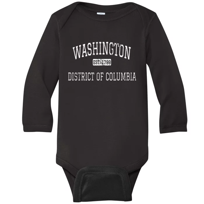 Washington Dc Dc Vintage Baby Long Sleeve Bodysuit