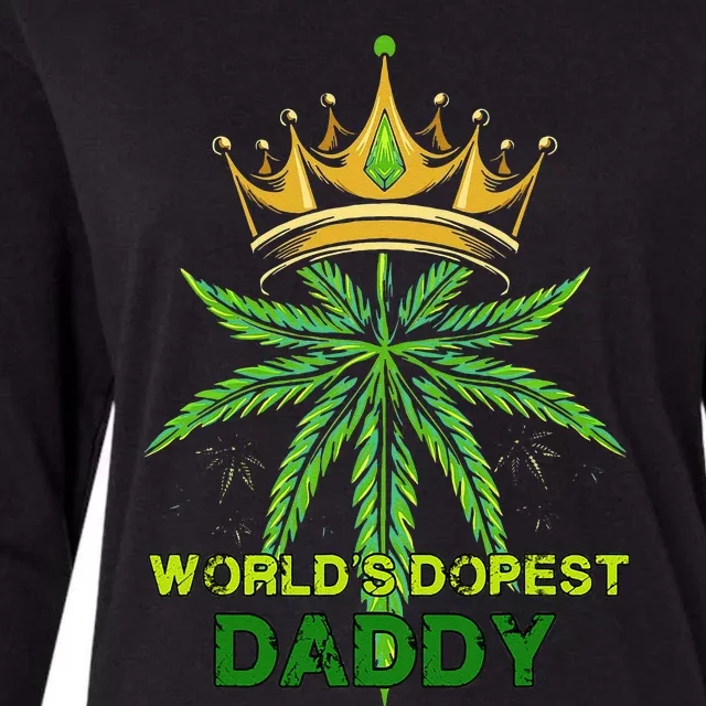 Worlds Dopest Daddy Men Dad Cannabis 420 Weed Fathers Day Womens Cotton Relaxed Long Sleeve T-Shirt