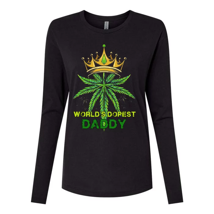 Worlds Dopest Daddy Men Dad Cannabis 420 Weed Fathers Day Womens Cotton Relaxed Long Sleeve T-Shirt