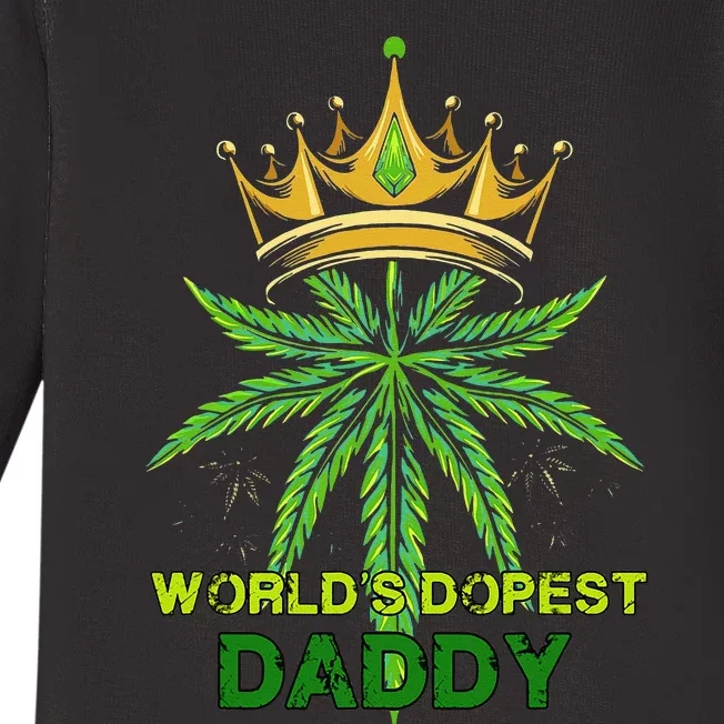 Worlds Dopest Daddy Men Dad Cannabis 420 Weed Fathers Day Baby Long Sleeve Bodysuit