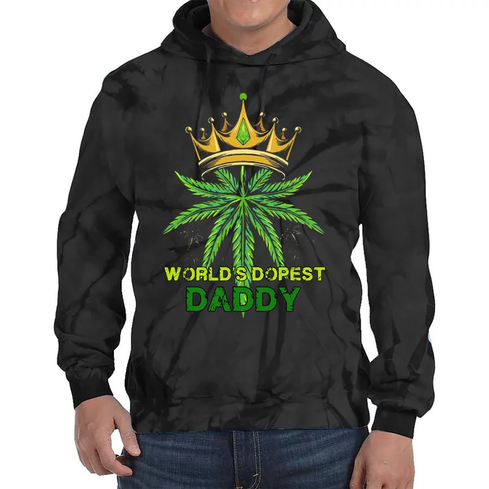 Worlds Dopest Daddy Men Dad Cannabis 420 Weed Fathers Day Tie Dye Hoodie