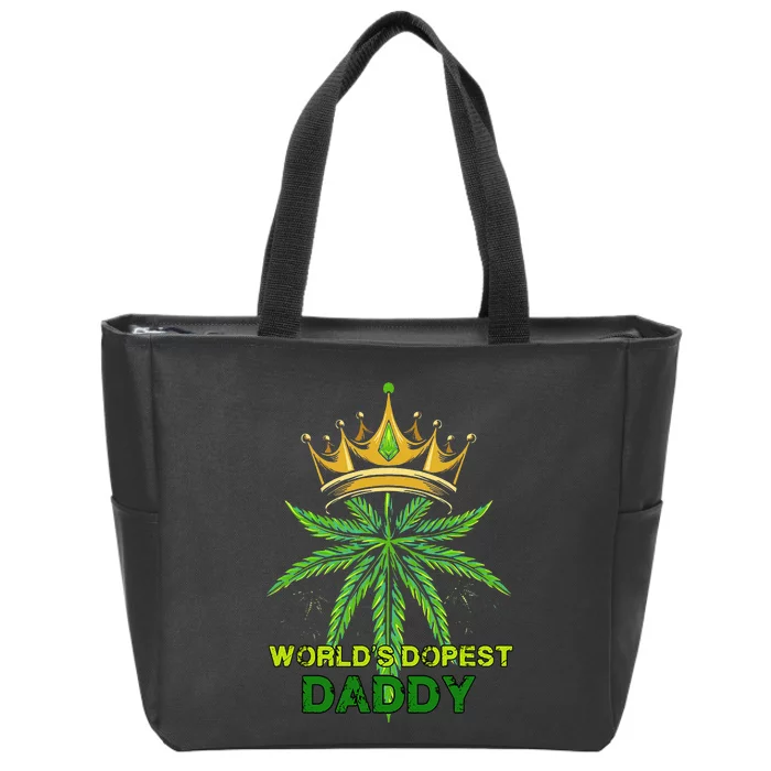 Worlds Dopest Daddy Men Dad Cannabis 420 Weed Fathers Day Zip Tote Bag