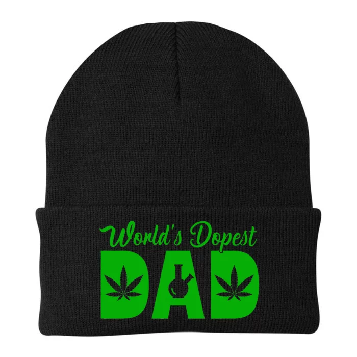 Worlds Dopest Dad Marijuana Bong Weed Knit Cap Winter Beanie