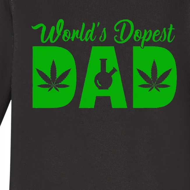 Worlds Dopest Dad Marijuana Bong Weed Baby Long Sleeve Bodysuit