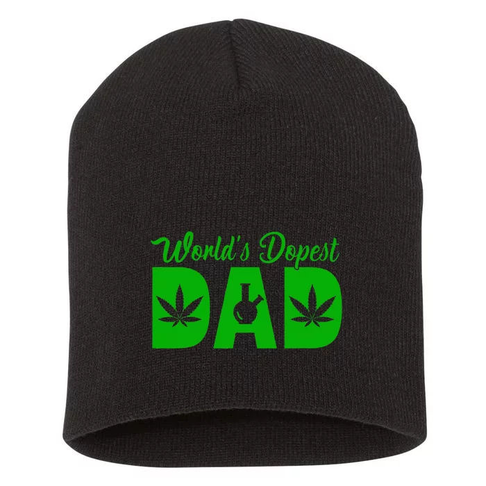 Worlds Dopest Dad Marijuana Bong Weed Short Acrylic Beanie