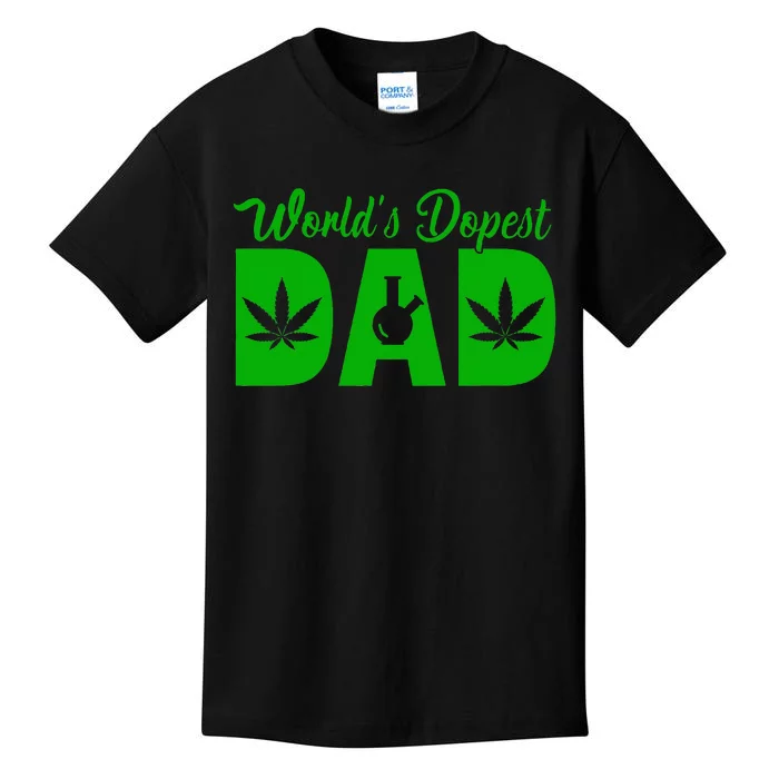 Worlds Dopest Dad Marijuana Bong Weed Kids T-Shirt