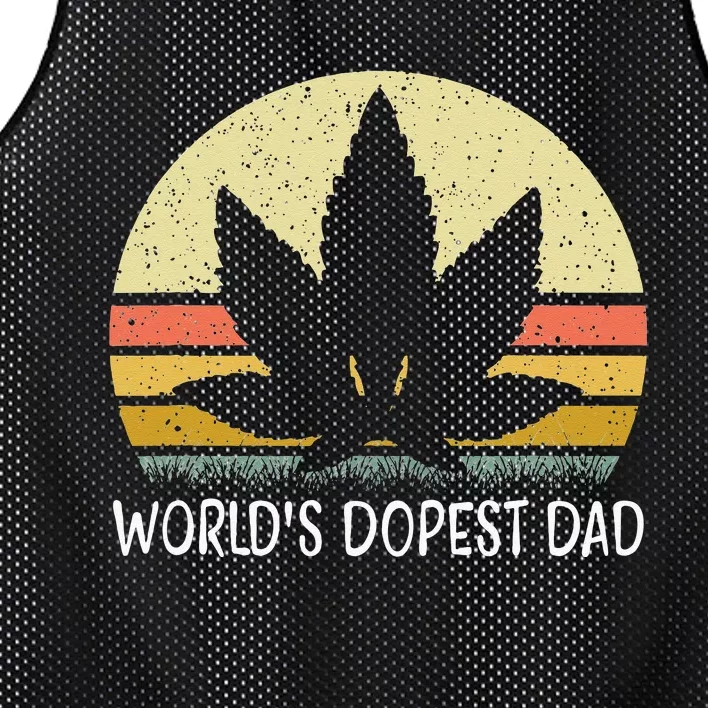 Worlds Dopest Dad Funny Marijuana Leaf Cannabis Weed 420 Mesh Reversible Basketball Jersey Tank