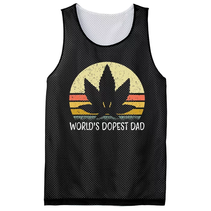 Worlds Dopest Dad Funny Marijuana Leaf Cannabis Weed 420 Mesh Reversible Basketball Jersey Tank