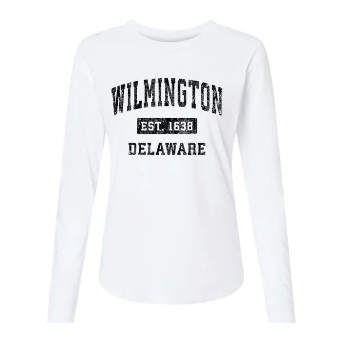 Wilmington Delaware De Vintage Established Sports Womens Cotton Relaxed Long Sleeve T-Shirt