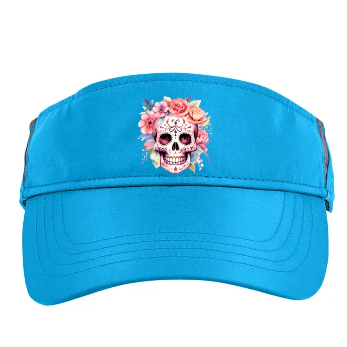 Watercolor Dia De Los Muertos Day Of The Dead Sugar Skull Adult Drive Performance Visor