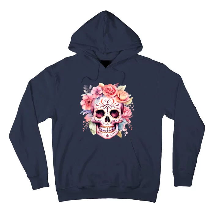 Watercolor Dia De Los Muertos Day Of The Dead Sugar Skull Tall Hoodie