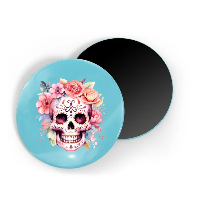 Watercolor Dia De Los Muertos Day Of The Dead Sugar Skull Magnet