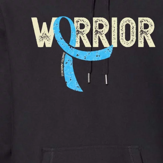 Warrior Diabetic Diabetes Awareness T1D Ribbon Premium Hoodie