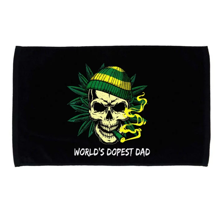 Worlds Dopest Dad Skull Weed 420 Cannabis Fun Fathers Day Microfiber Hand Towel