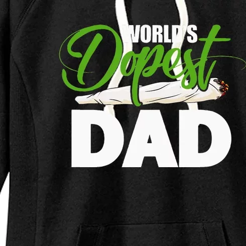 World's Dopest Dad Cannabis Marijuana Weed Funny Fathers Day Women's Fleece Hoodie