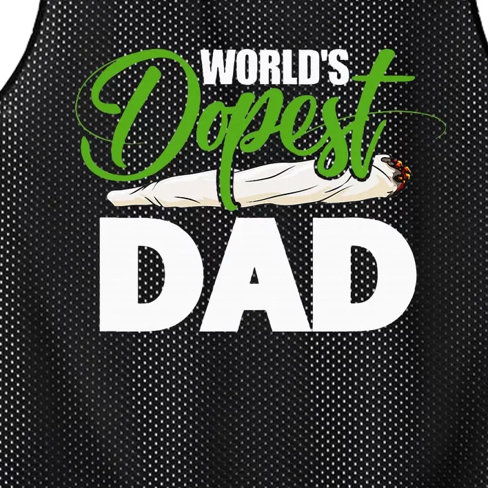 World's Dopest Dad Cannabis Marijuana Weed Funny Fathers Day Mesh Reversible Basketball Jersey Tank