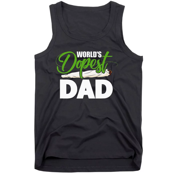 World's Dopest Dad Cannabis Marijuana Weed Funny Fathers Day Tank Top