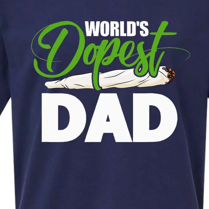 World's Dopest Dad Cannabis Marijuana Weed Funny Fathers Day Sueded Cloud Jersey T-Shirt