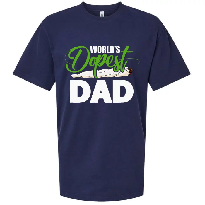 World's Dopest Dad Cannabis Marijuana Weed Funny Fathers Day Sueded Cloud Jersey T-Shirt