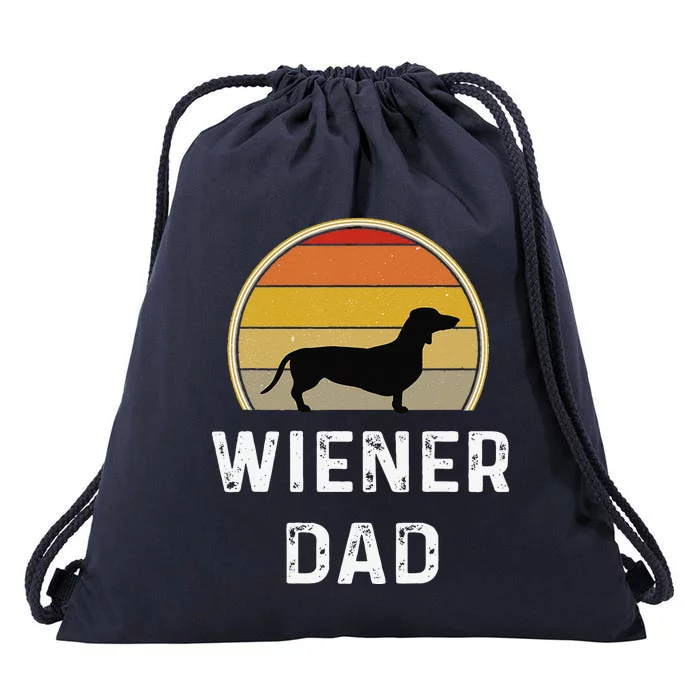 Wiener Dog Dad Gift Retro Vintage Dachshund Weenie Puppy Drawstring Bag