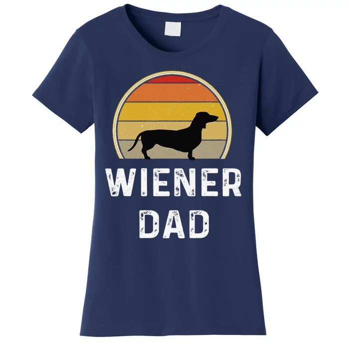 Wiener Dog Dad Gift Retro Vintage Dachshund Weenie Puppy Women's T-Shirt