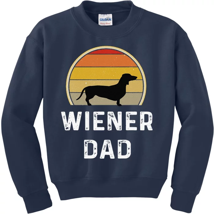 Wiener Dog Dad Gift Retro Vintage Dachshund Weenie Puppy Kids Sweatshirt