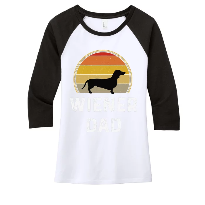 Wiener Dog Dad Gift Retro Vintage Dachshund Weenie Puppy Women's Tri-Blend 3/4-Sleeve Raglan Shirt