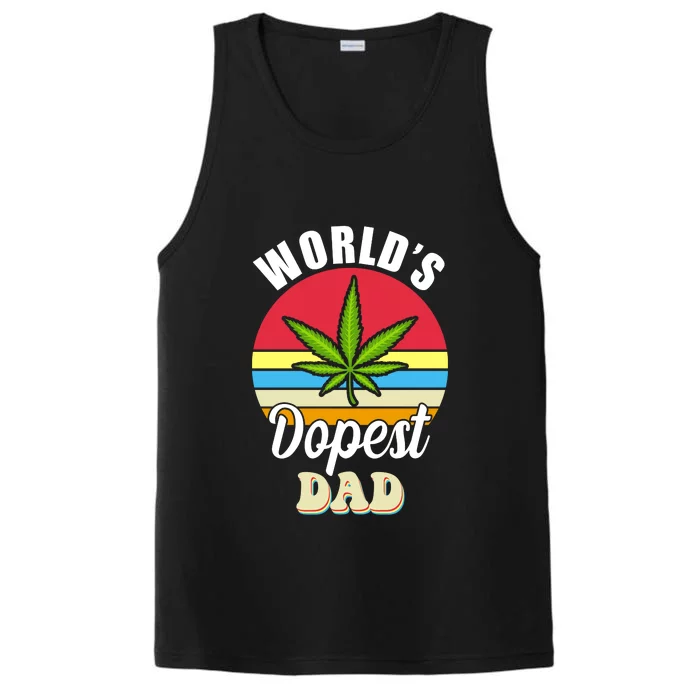 World's Dopest Dad Funny Marijuana Retro Performance Tank