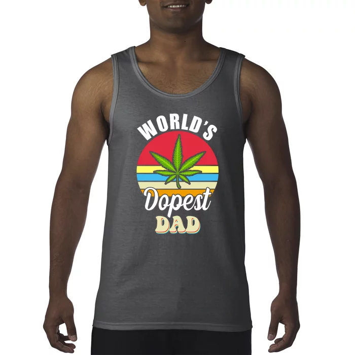 World's Dopest Dad Funny Marijuana Retro Tank Top