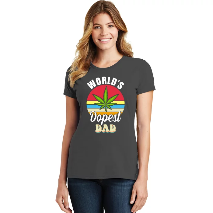 World's Dopest Dad Funny Marijuana Retro Women's T-Shirt