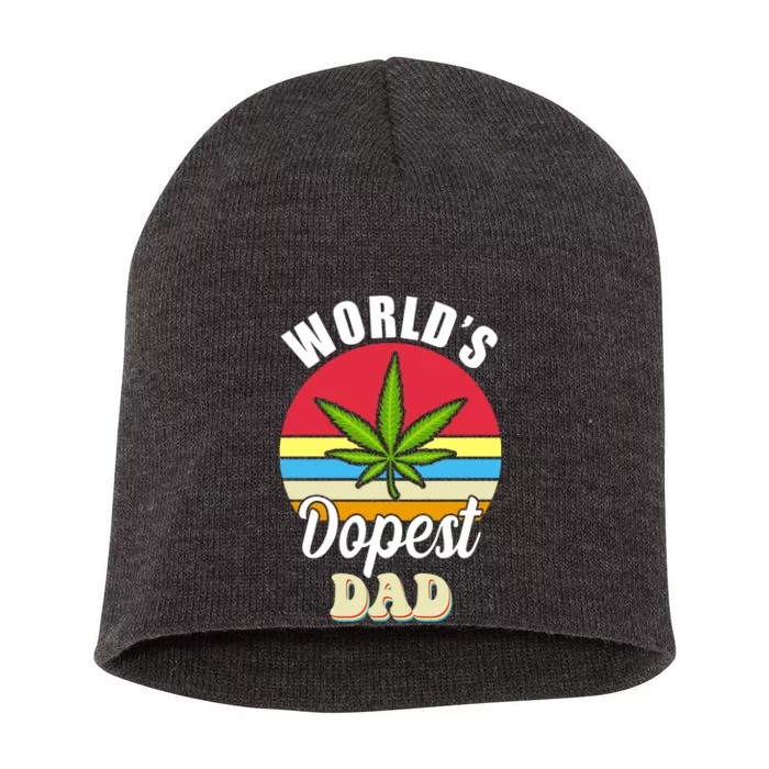 World's Dopest Dad Funny Marijuana Retro Short Acrylic Beanie