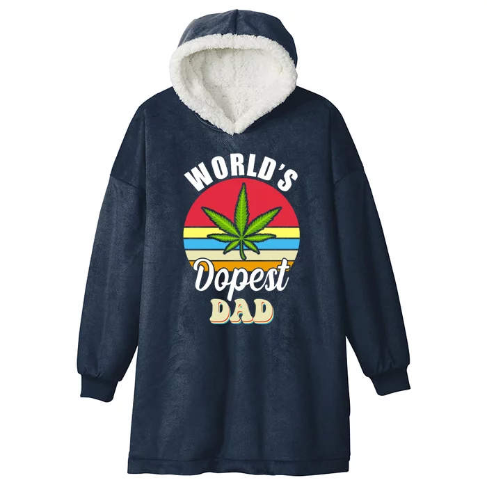 World's Dopest Dad Funny Marijuana Retro Hooded Wearable Blanket