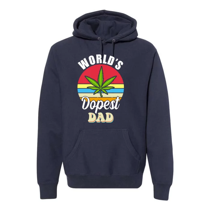 World's Dopest Dad Funny Marijuana Retro Premium Hoodie