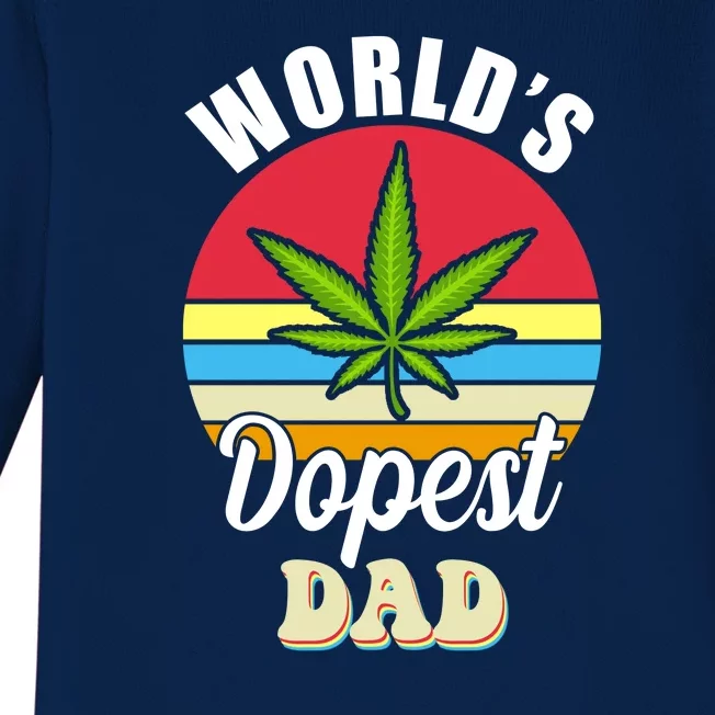 World's Dopest Dad Funny Marijuana Retro Baby Long Sleeve Bodysuit