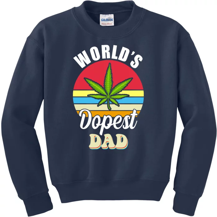 World's Dopest Dad Funny Marijuana Retro Kids Sweatshirt