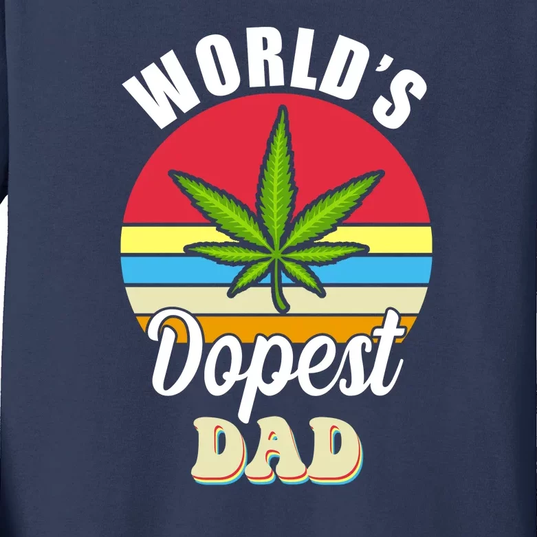 World's Dopest Dad Funny Marijuana Retro Kids Long Sleeve Shirt