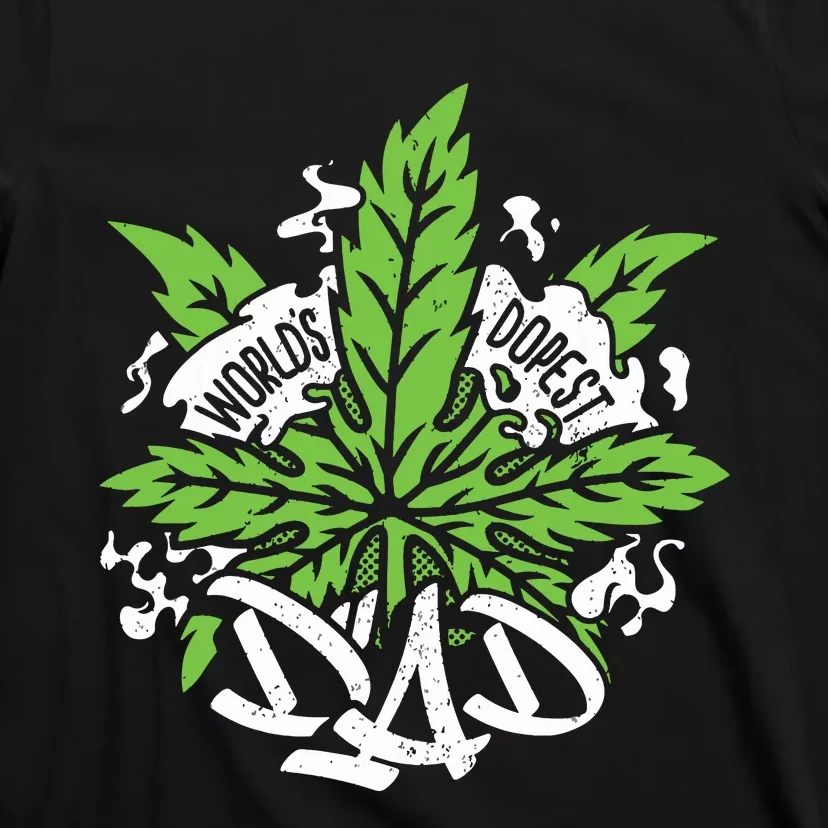 Worlds Dopest Dad Cannabis Leaf Weed Father Gift T-Shirt