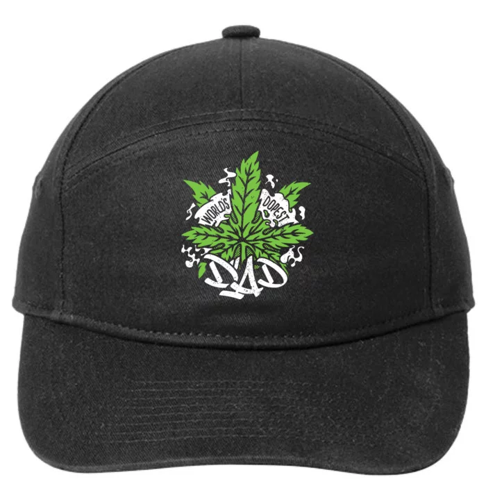 Worlds Dopest Dad Cannabis Leaf Weed Father Gift 7-Panel Snapback Hat