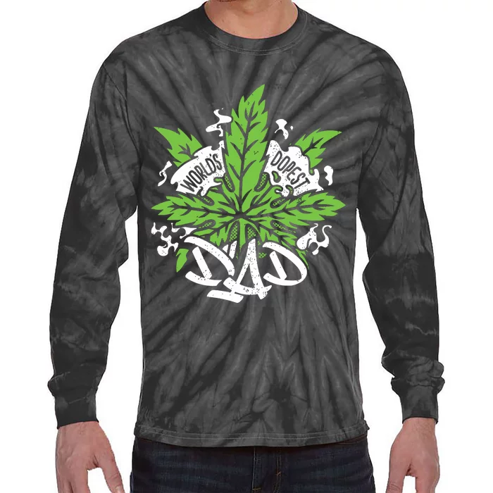 Worlds Dopest Dad Cannabis Leaf Weed Father Gift Tie-Dye Long Sleeve Shirt