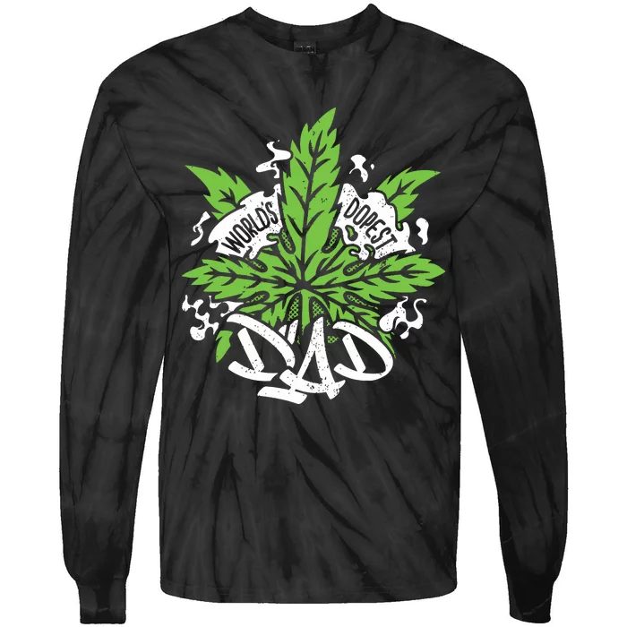 Worlds Dopest Dad Cannabis Leaf Weed Father Gift Tie-Dye Long Sleeve Shirt