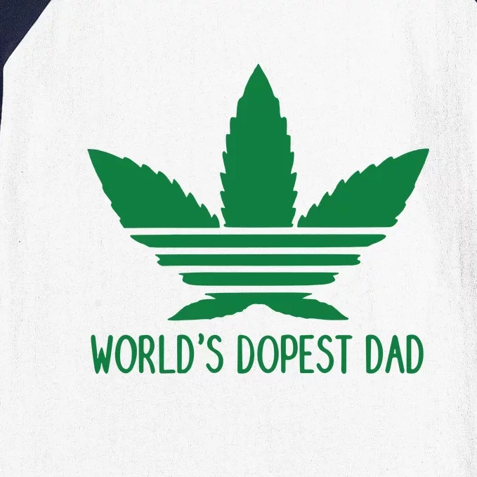 Weed World's Dope Dad Funny Weed Cannabis Leaf Father's Day Gift Baseball Sleeve Shirt