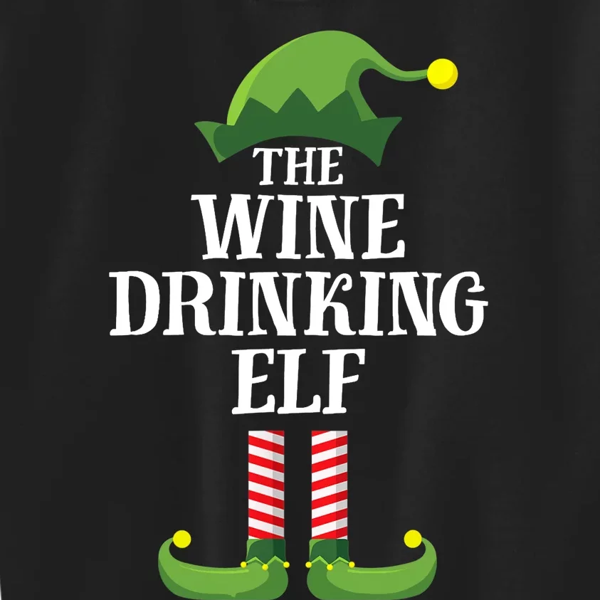 Wine Drinking Elf Matching Family Group Christmas Kids Sweatshirt