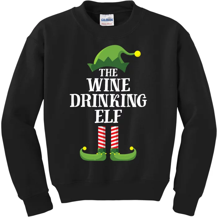 Wine Drinking Elf Matching Family Group Christmas Kids Sweatshirt