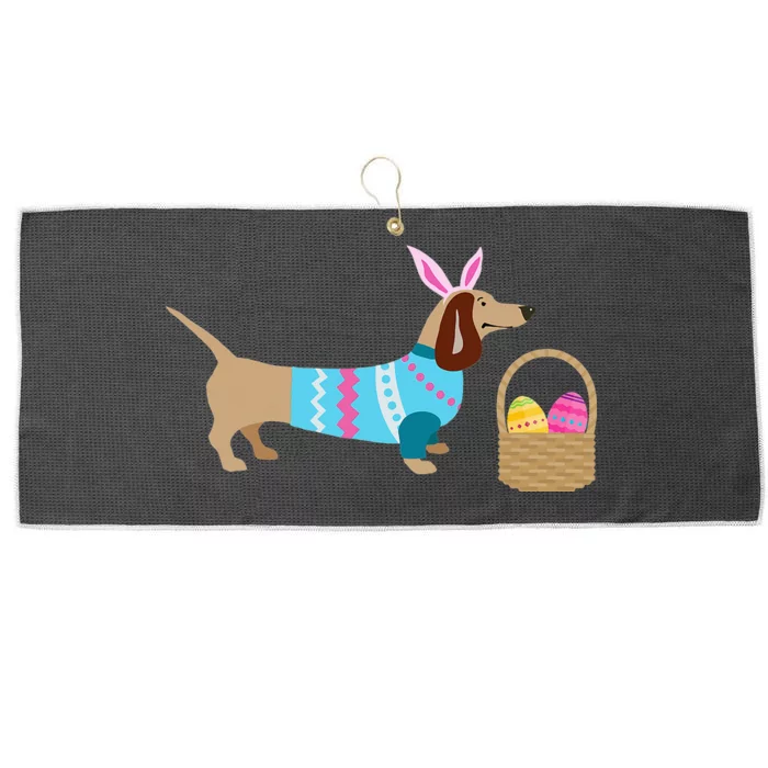 Weiner Daschund Easter T-shirt Doxie in Dog Dress Large Microfiber Waffle Golf Towel