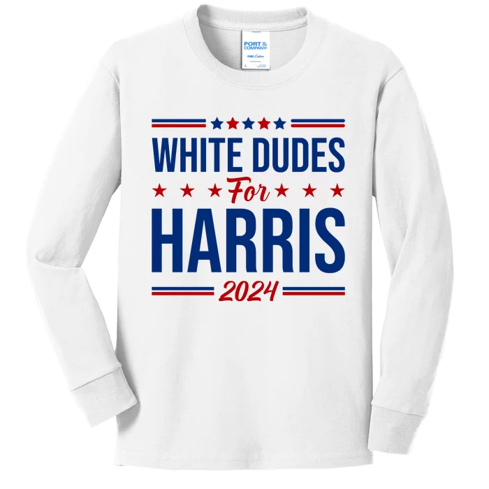 White Dudes For Harris 2024 Kids Long Sleeve Shirt