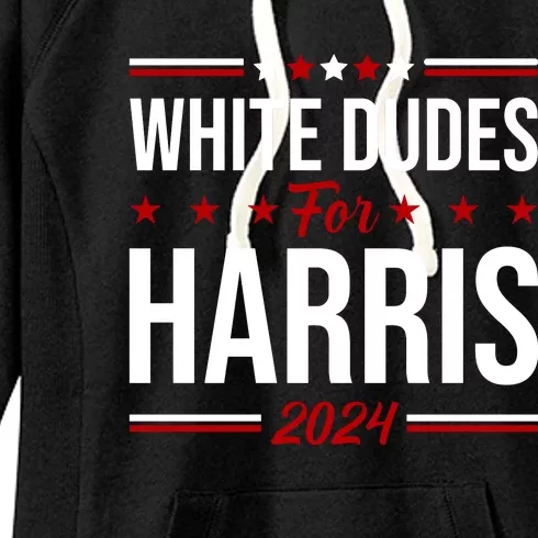 White Dudes For Harris 2024 Women's Fleece Hoodie