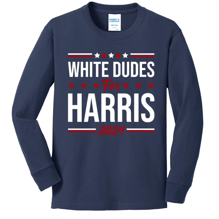 White Dudes For Harris 2024 Kids Long Sleeve Shirt