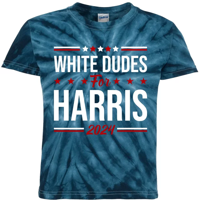 White Dudes For Harris 2024 Kids Tie-Dye T-Shirt