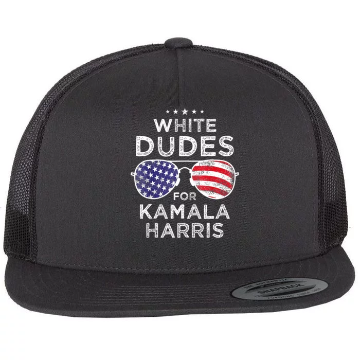 White Dudes For Kamala Harris Flat Bill Trucker Hat