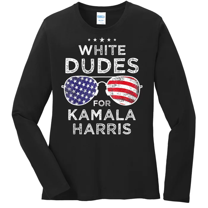 White Dudes For Kamala Harris Ladies Long Sleeve Shirt